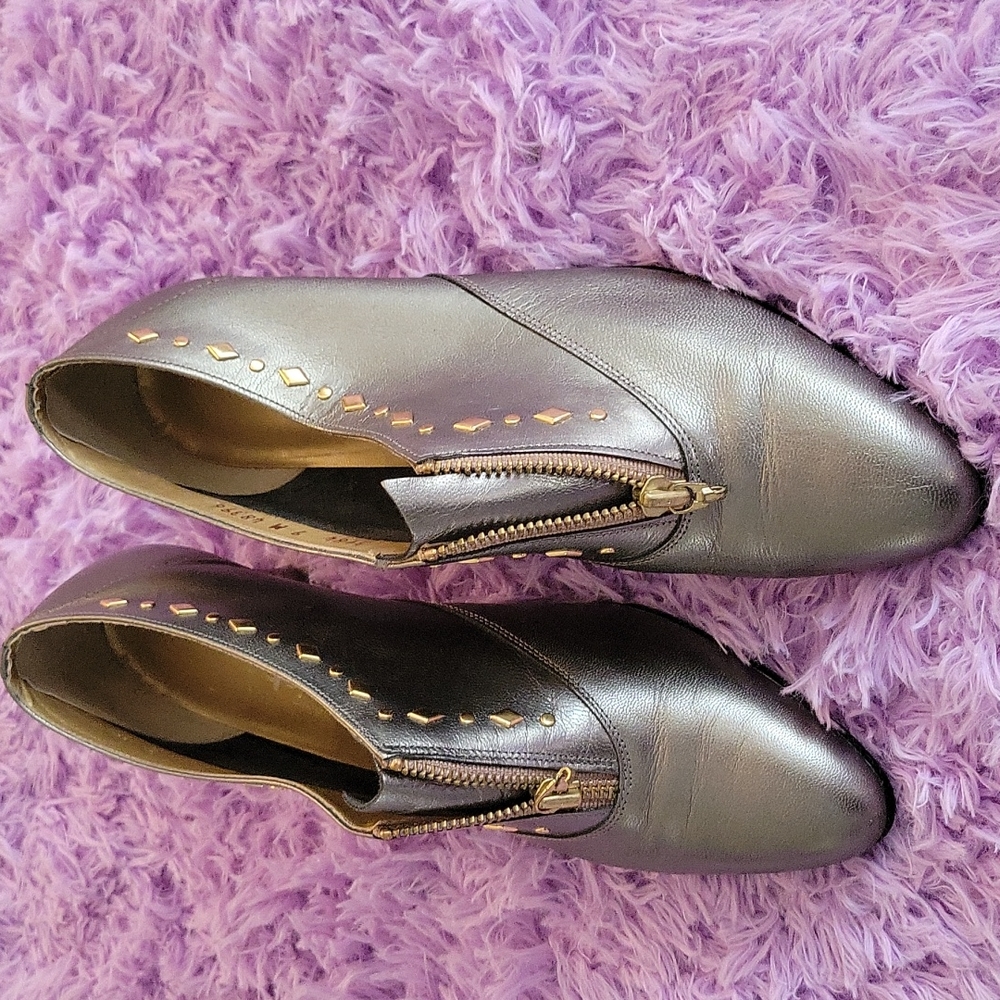 Magdesian Grey Booties With Gold Studs Size 9